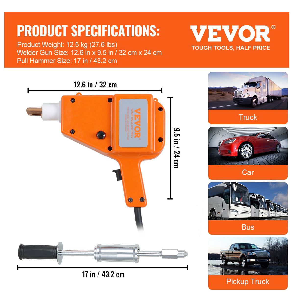 Bilkarosseri Dent Repair Kit Bultsvetssats 800VA Bult Dent Drager Spot