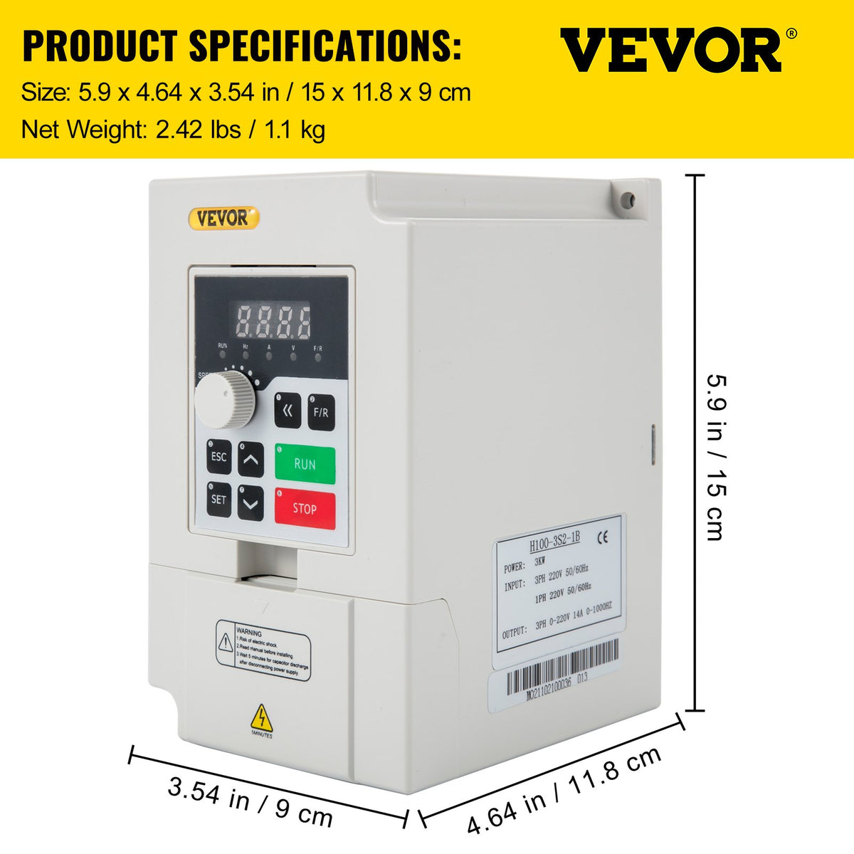 Variabel frekvensdrivning, AC 220V ingång 3KW CNC-drivning med variabel frekvens, VFD 4HP 1- eller 3-fas ingång, 3-fas utgång, CNC-motorinverter för motorvarvtalsreglering