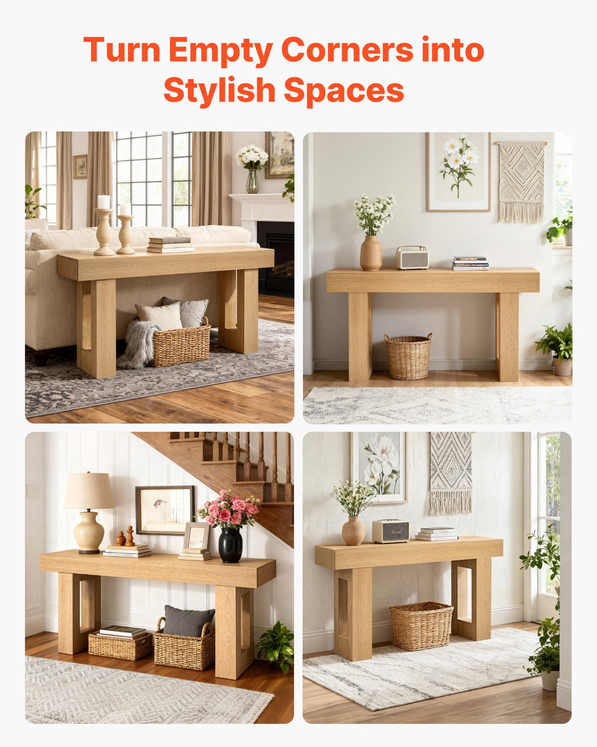 160 cm Console Table, Farmhouse Desk Behind the Couch, Wooden Rectangle Entrance Desk, Narrow Long Sofa Table Accent Stand for Hallway, Bedroom, Living Room, Foyer, Easy Assembly, Burlywood
