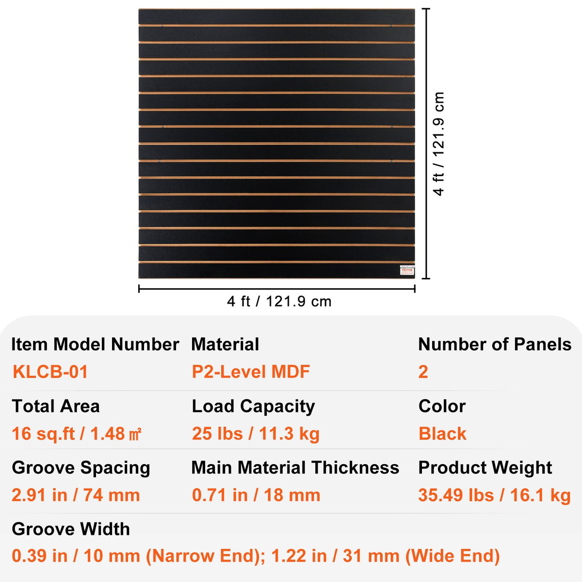 Ribbor, 1,2 m x 0,6 m svarta garageväggspaneler 61 cm H x 122 cm L (set med 2 paneler), robusta garageväggsorganiseringspaneler för butik, garagevägg och hobbyförvaring