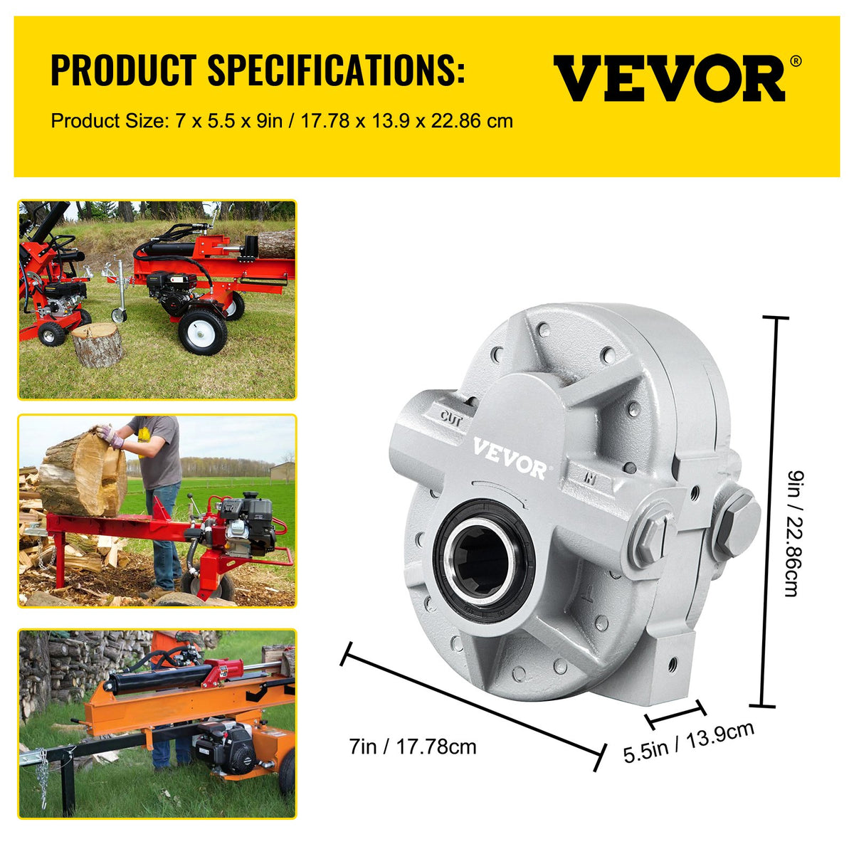 Hydraulic Pump 21.2GPM Hydraulic Motor 540RPM Log Splitter 2250PSI Hydraulic Splitter SAE 12 Outlet Port Hydraulic Pump for Log Splitter for Truck Tailgate Lift,Scissor Lift, Dump Trailer