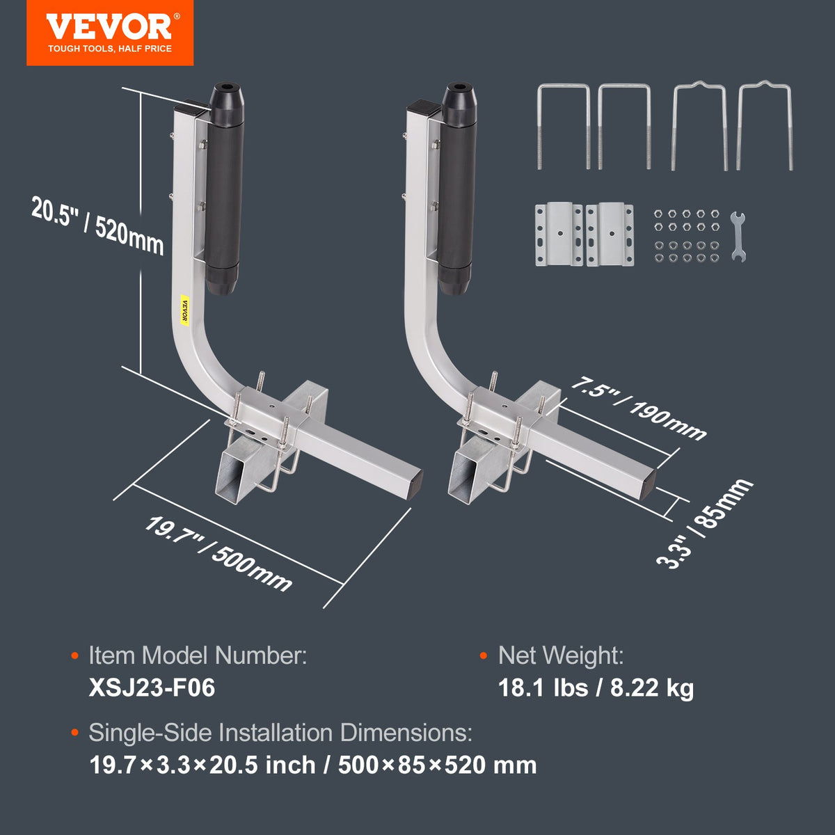 Boat Trailer Guide, 52.1 cm Adjustable Design Trailer Guide Poles, 2PCS Rustproof Galvanized Steel Trailer Guide ons, Heavy Duty Roller Guide Design, for Ski Boat, Fishing Boat or Sailboat Trailer