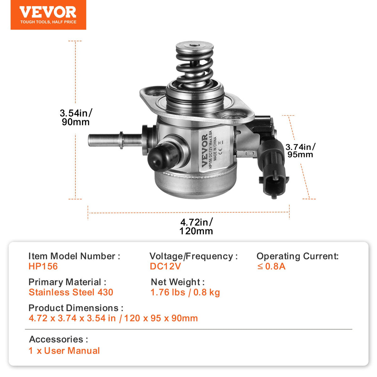 Högtrycksbränslepump, kompatibel med Hyundai Accent/Sonata, Tucson, Veloster och Kia Forte5, Optima, Rio 2015-2017 L4 1.6L, ersätter GDP404, M73176, 353202B220, 35320-2B220, HM10054