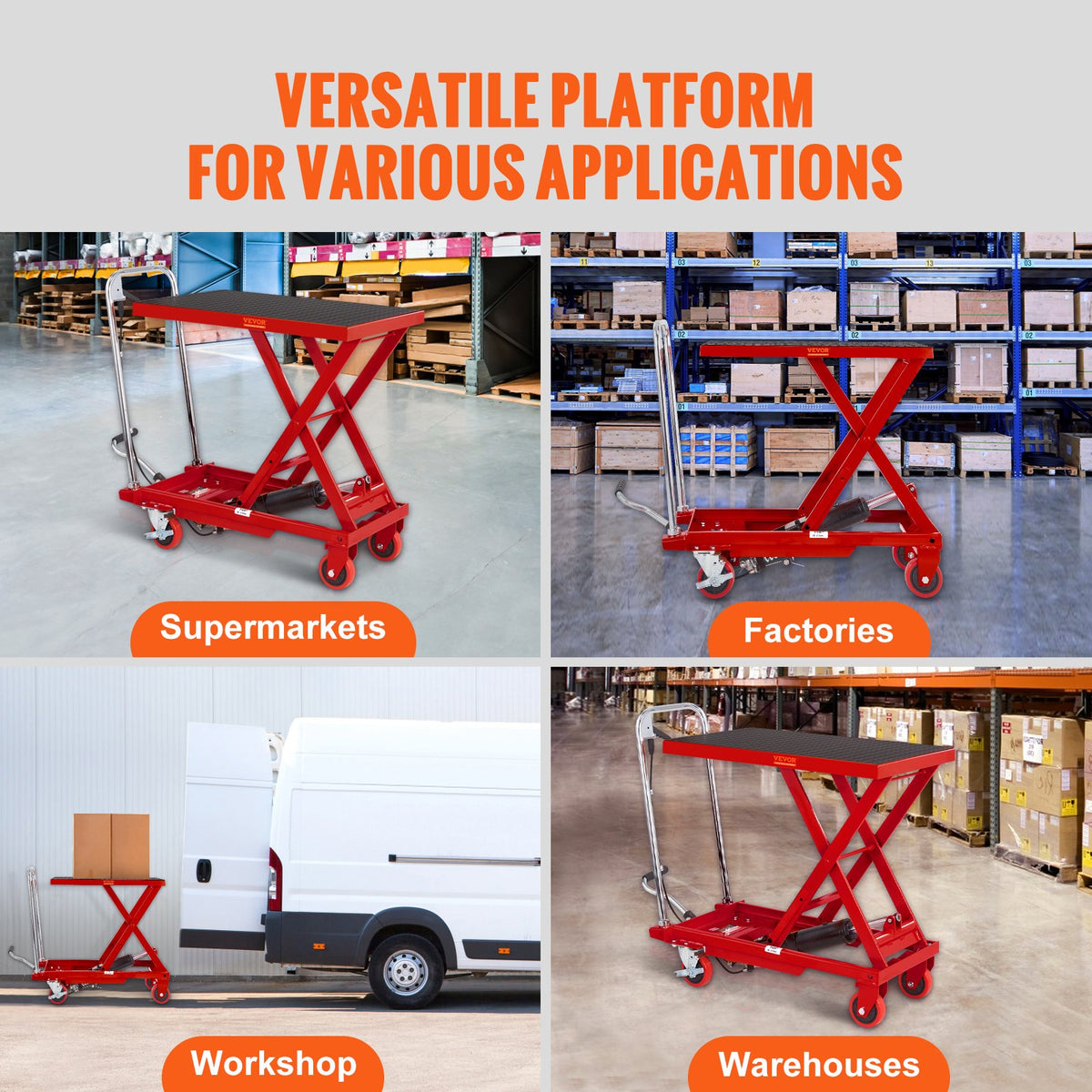 Hydraulisk lyftbordsvagn, 500lbs kapacitet 28,5" lyfthöjd, manuellt enkel saxlyftbord med 4 hjul och halkfri dyna, hydraulisk saxvagn för materialhantering, röd