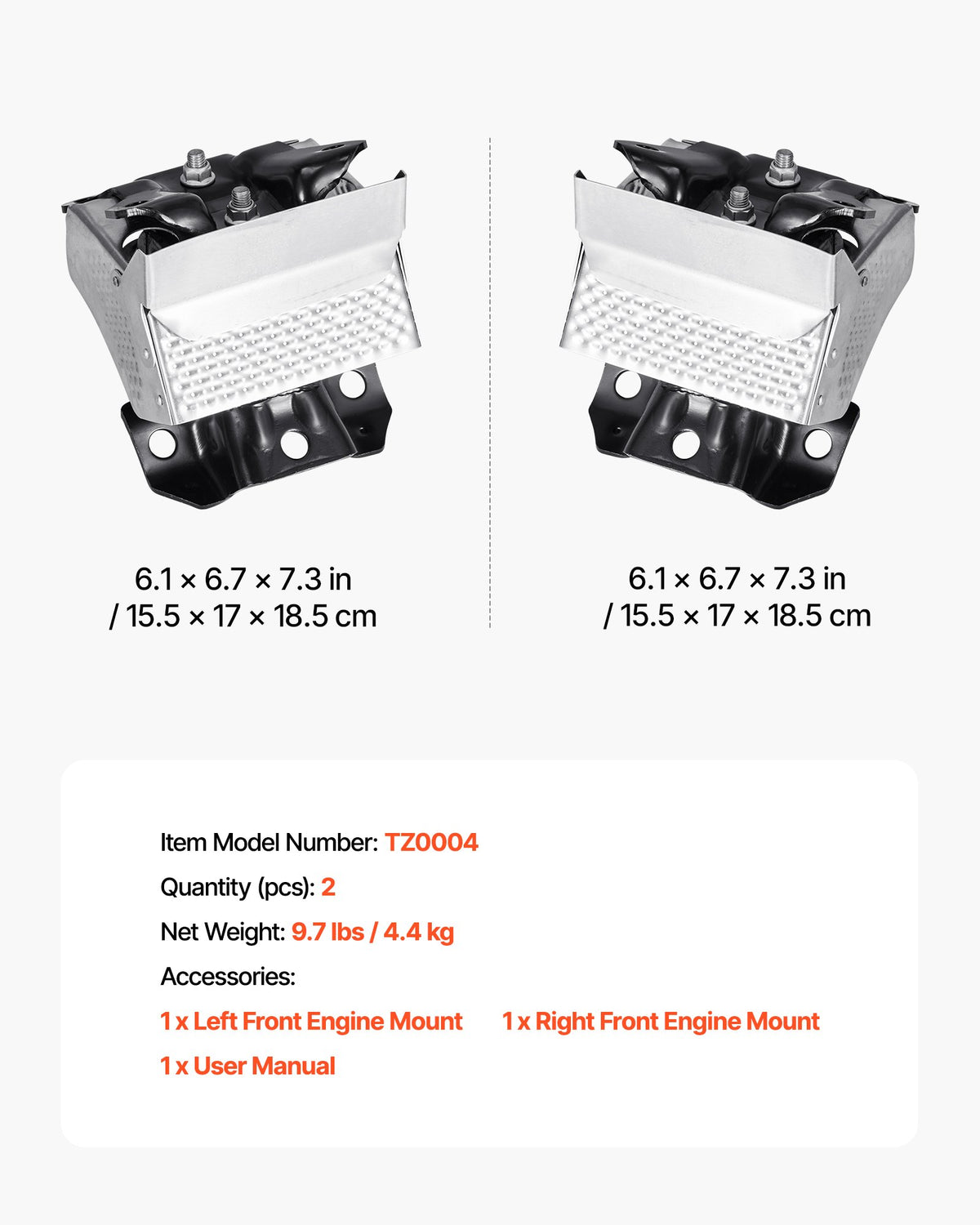 Motormonteringssats, 2-pack, kompatibel med 2007–2013 Chevrolet Silverado 1500 5.3L V8, ersätter OE# A5365, A5365, säkert stöd, vänster och höger framfästen