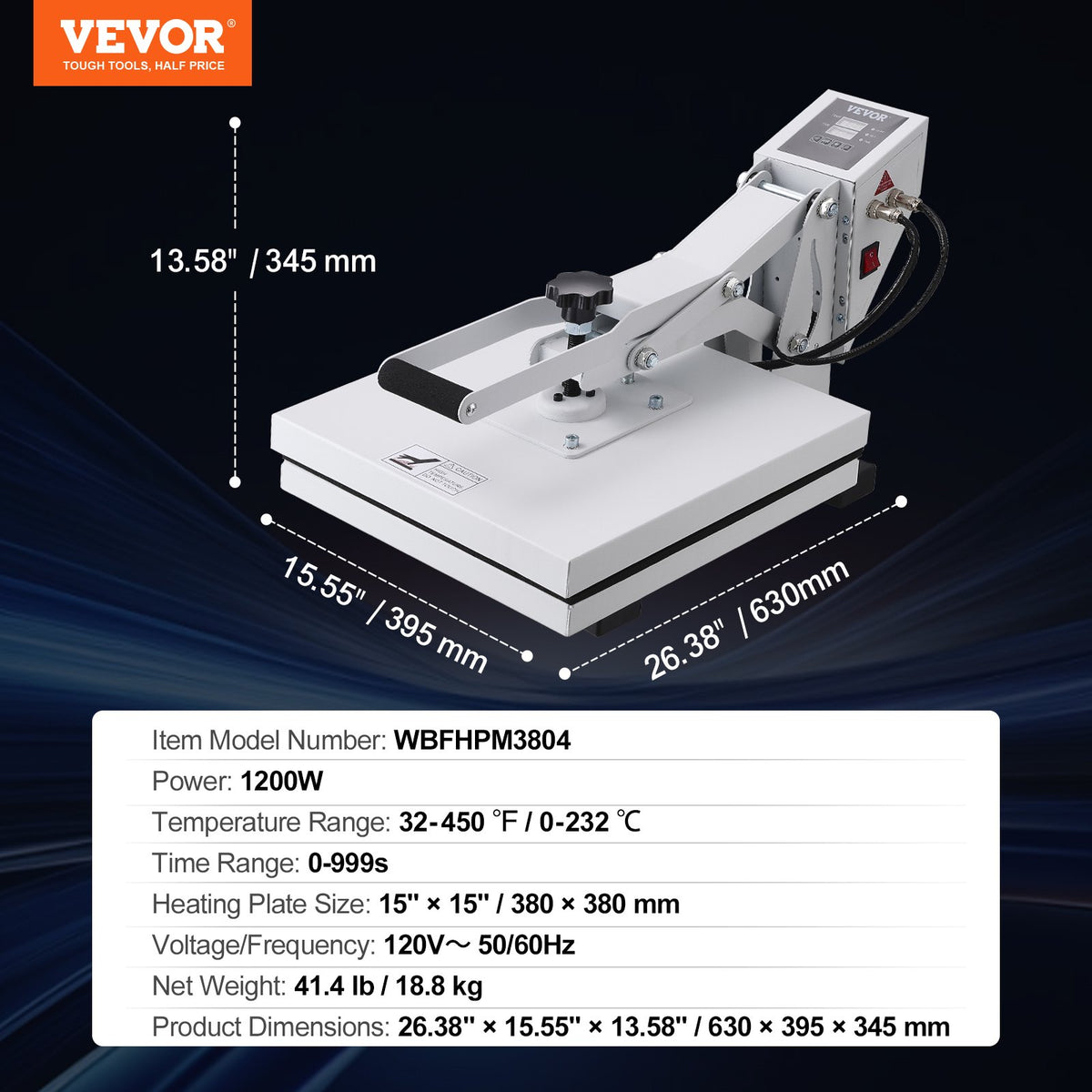 Värmepress 15 x 15 tum/38,1 x 38,1 cm sublimeringsskrivare transfer för gör-det-själv-t-shirt