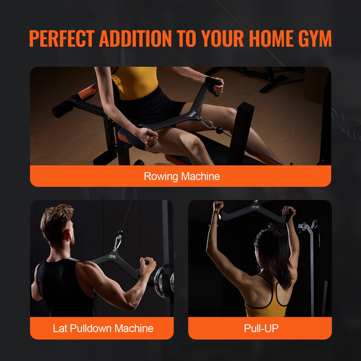 LAT Pulldown-tillbehör, kabelmaskin, rodd, T-stång, V-stång, 5-set, triceps-pulldown-stång, gummibelagt handtag för ryggstyrketräning, bicepscurl, triceps-lats-pulldown-stång för hemmagym, fitness
