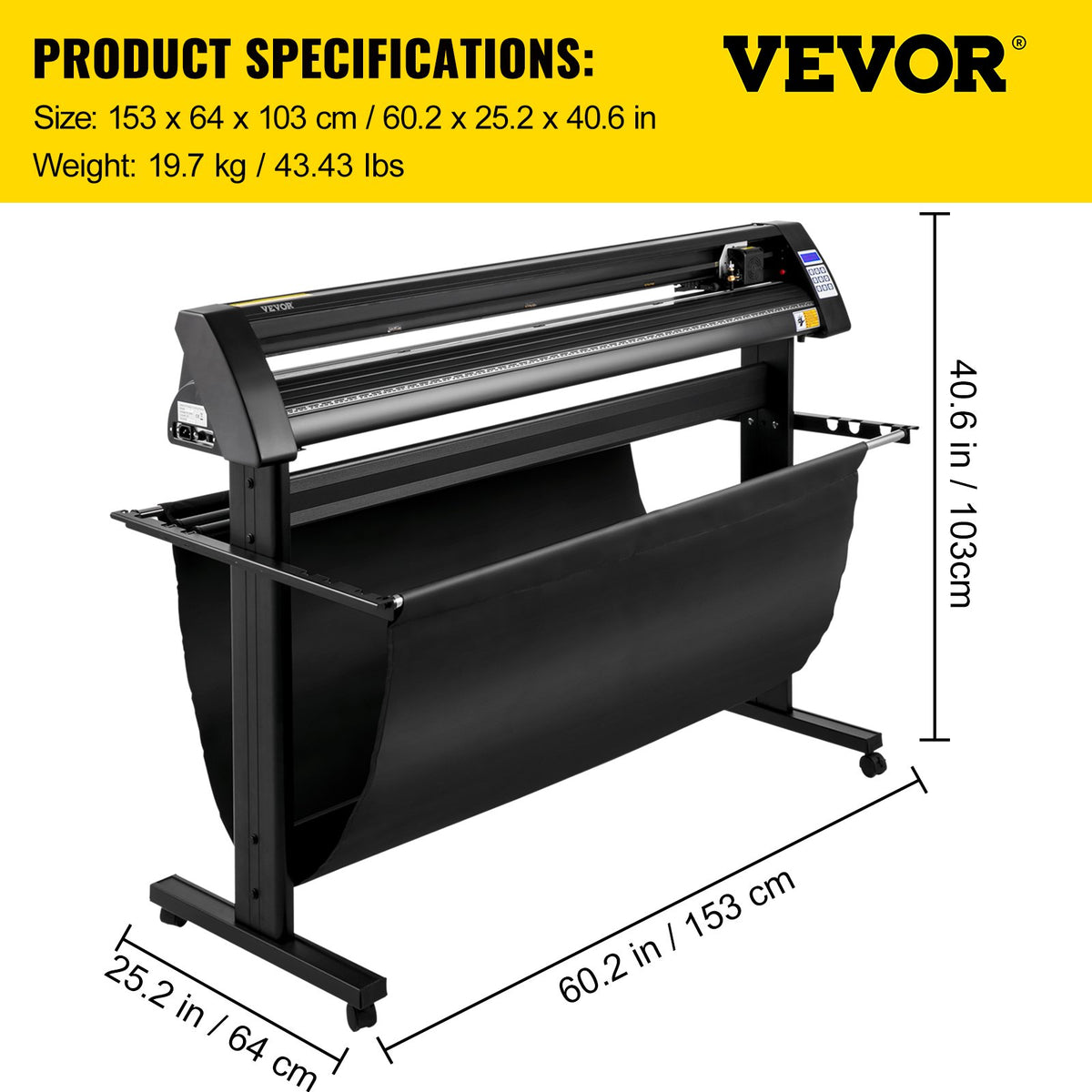 Vinyl Cutter, 1350mm Vinyl Plotter, LED Screen Plotter Cutter, Semi-Automatical Built-in Optical Eye, Compatible with SignCut Software for Mac and Windows System with Stand