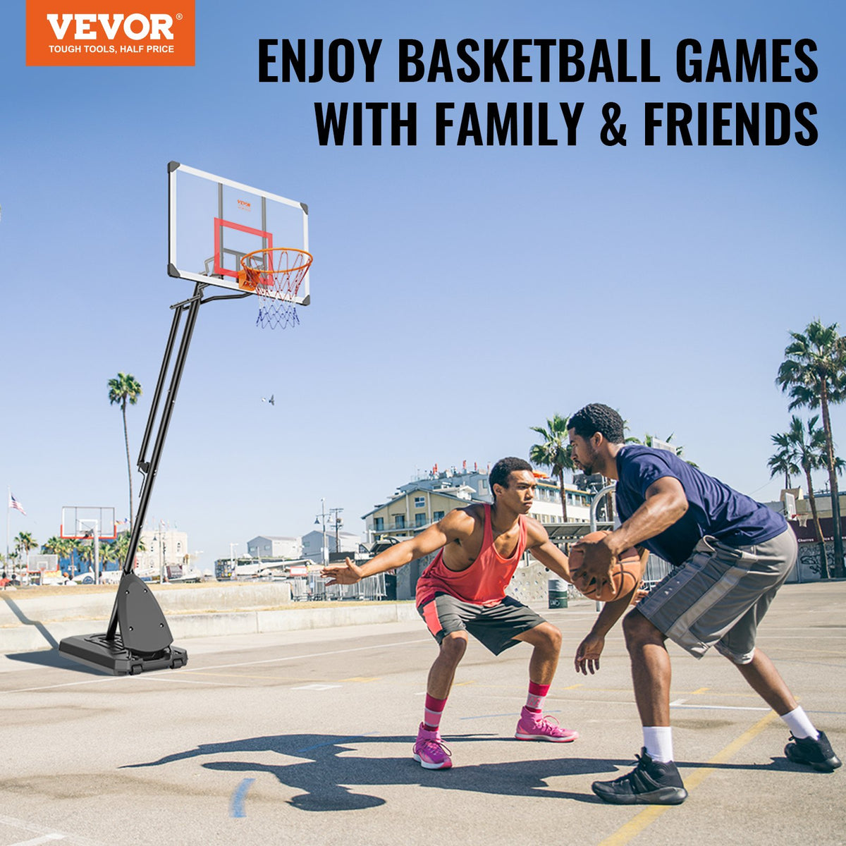 Basketkorg, 2,1-3 meter justerbar höjd, bärbar ryggstavla, 136 cm basketkorg och mål, basketset för barn och vuxna med hjul, stativ och fyllbar bas, för utomhus-/inomhusbruk