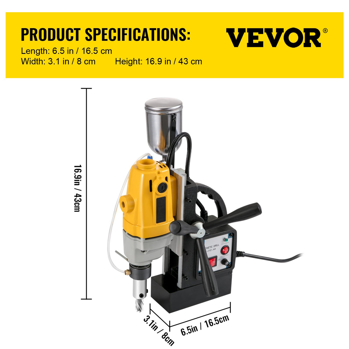 MD40 38.1 mm Electric Magnetic Drill Press Drilling Machine with 11PC HSS Cutter Set Precise Annular Cutter Kit Compact Switchable Evolution 1100W Magnet Force