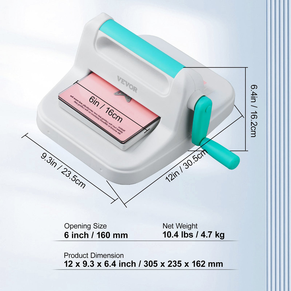 Manual Die Cutting Embossing Machine 15.2 cm Opening For Art Craft Scrapbooking