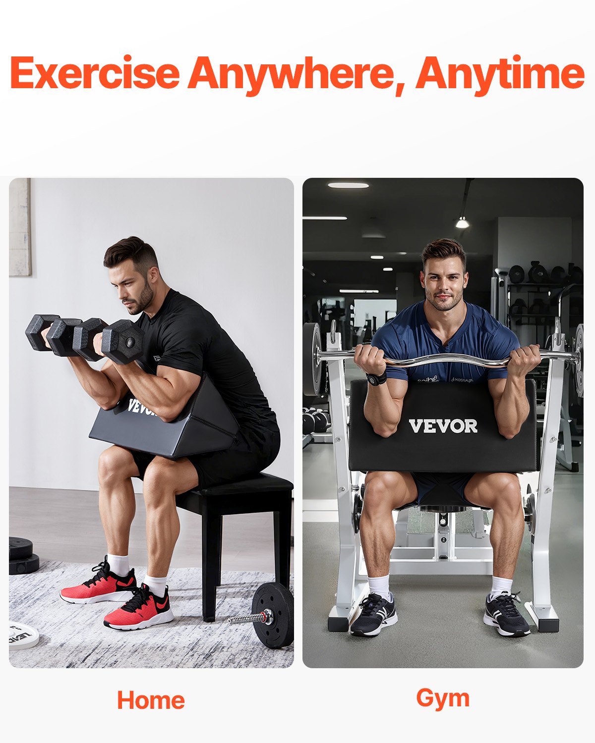 Preacher Curl Pad, bärbar Preacher Pad, platsbesparande bicepsträningsstöd, tyngdlyftningsutrustning i EVA-skum med hög densitet, isolator för bicepscurls för skivstång och hantel för hemmagym