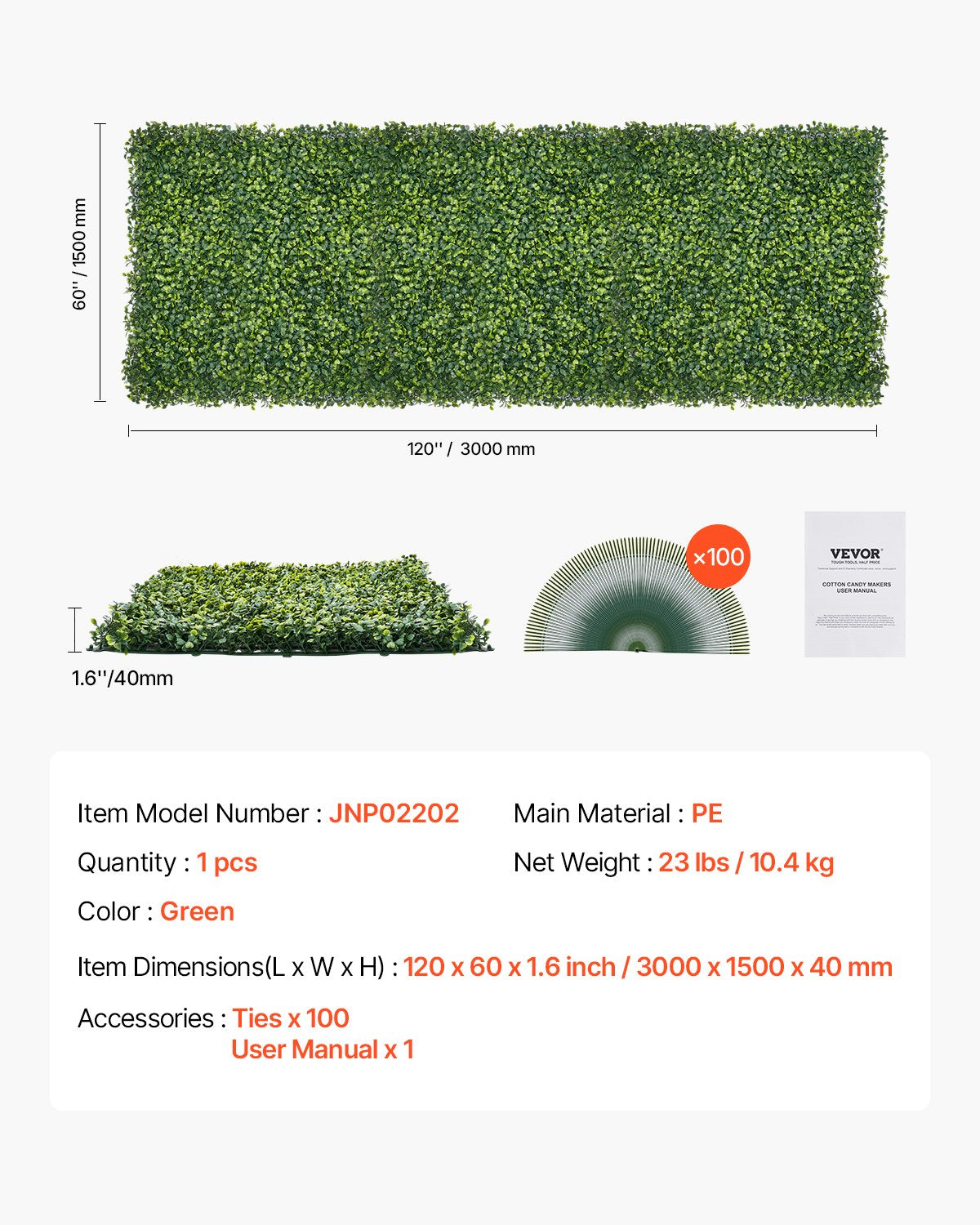 Konstgräsväggpaneler, 60 x 120 tum, Milan Grass Greenery Buxbompanel för inomhus- och utomhusgröndekor och murgröna, avskild bakgrund, häckskärm för trädgård