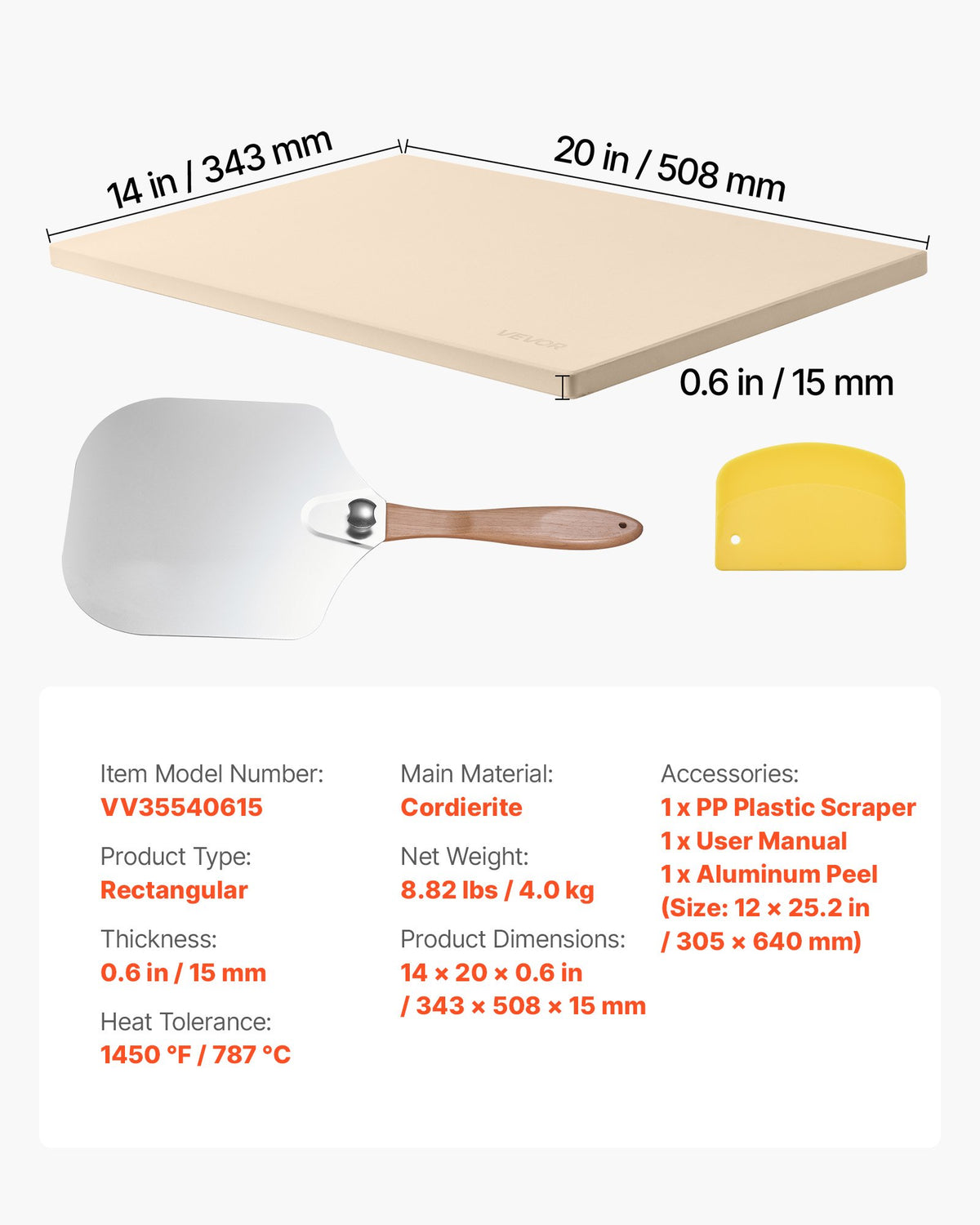 Pizzasten, 508 x 355 mm Rektangulär pizzasten i kordierit, extra stor baksten med aluminiumskal, 15 mm tjock värmebeständig kordierit, för ugn, brödbakning och pizzor, grillning