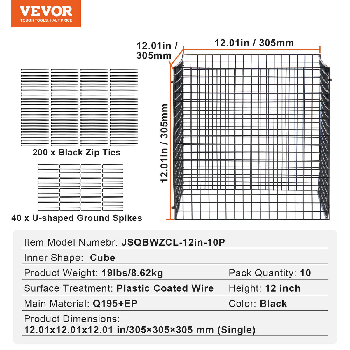10-pack växtskydd mot djur, 30 x 30 cm hönsnätsväxtskydd, växtburar för utomhusväxter, blommor och grönsaker, håller kaninkycklingar och ekorrar borta, 40 st metallnät