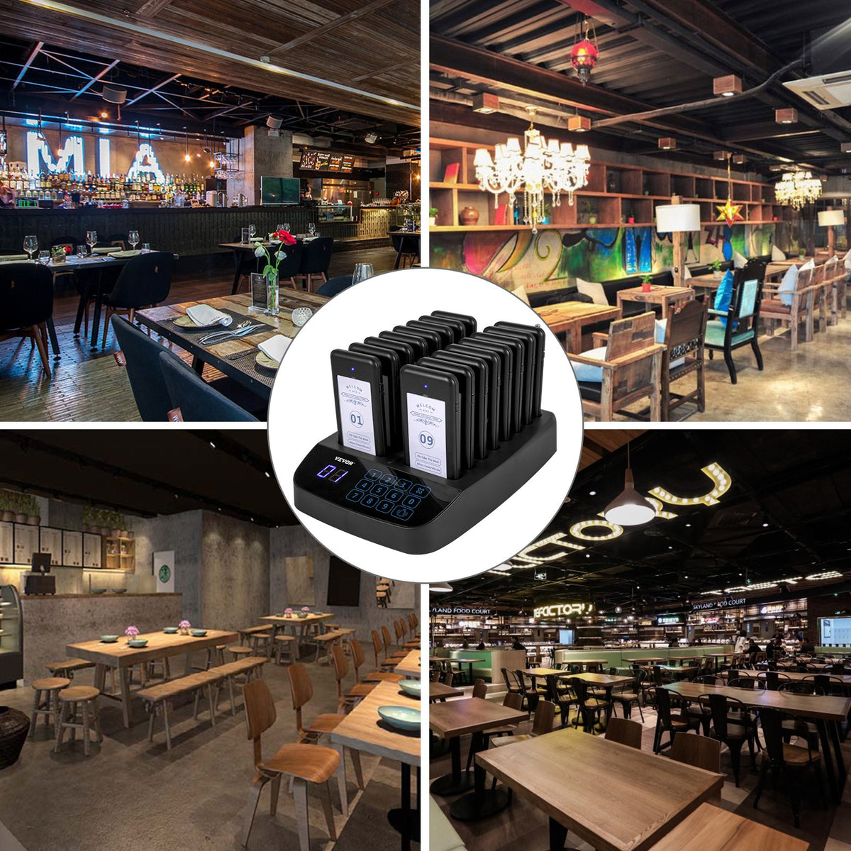 Restaurangpersonsökare 16 underlägg Personsökarsystem Max 98 Barnpersonsökare Trådlös personsökare Kösystem Pekskärm med vibration, blinkning och summer för social distansering Hotell och kaféer