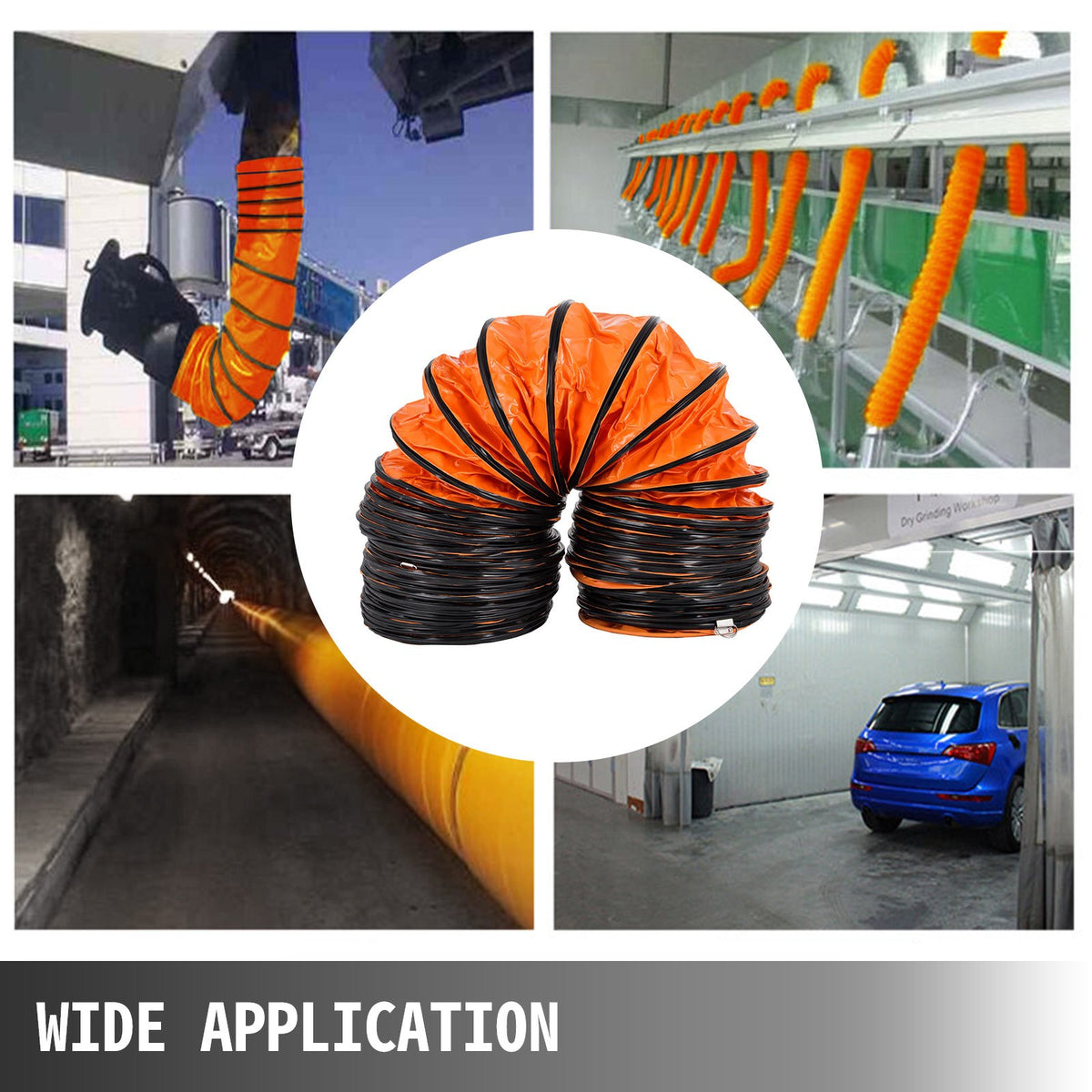 25FT Kanalslangsutsug flexibel kanal PVC Flexibel 12 tum Bärbar för frånluftsfläkt PVC-kanal