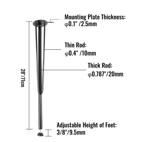 Hairpin Metal Table Legs 28 Inch Desk Legs Set of 4 Heavy Duty Bench Legs 3-Rod Metal Furniture Legs Wrought Iron Coffee Table Legs Home DIY for Dining Table with Rubber Floor Protectors Black