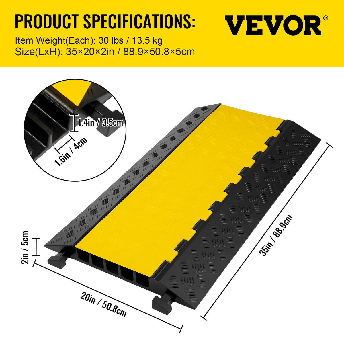 5 Channel Rubber Cable Protectors Extreme Cable Ramps 29937.1 kg Heavy Duty 5 Slots Protective Cable Wire Cord Ramp Driveway Rubber Traffic Speed Bumps 88.9x50.8x5cm