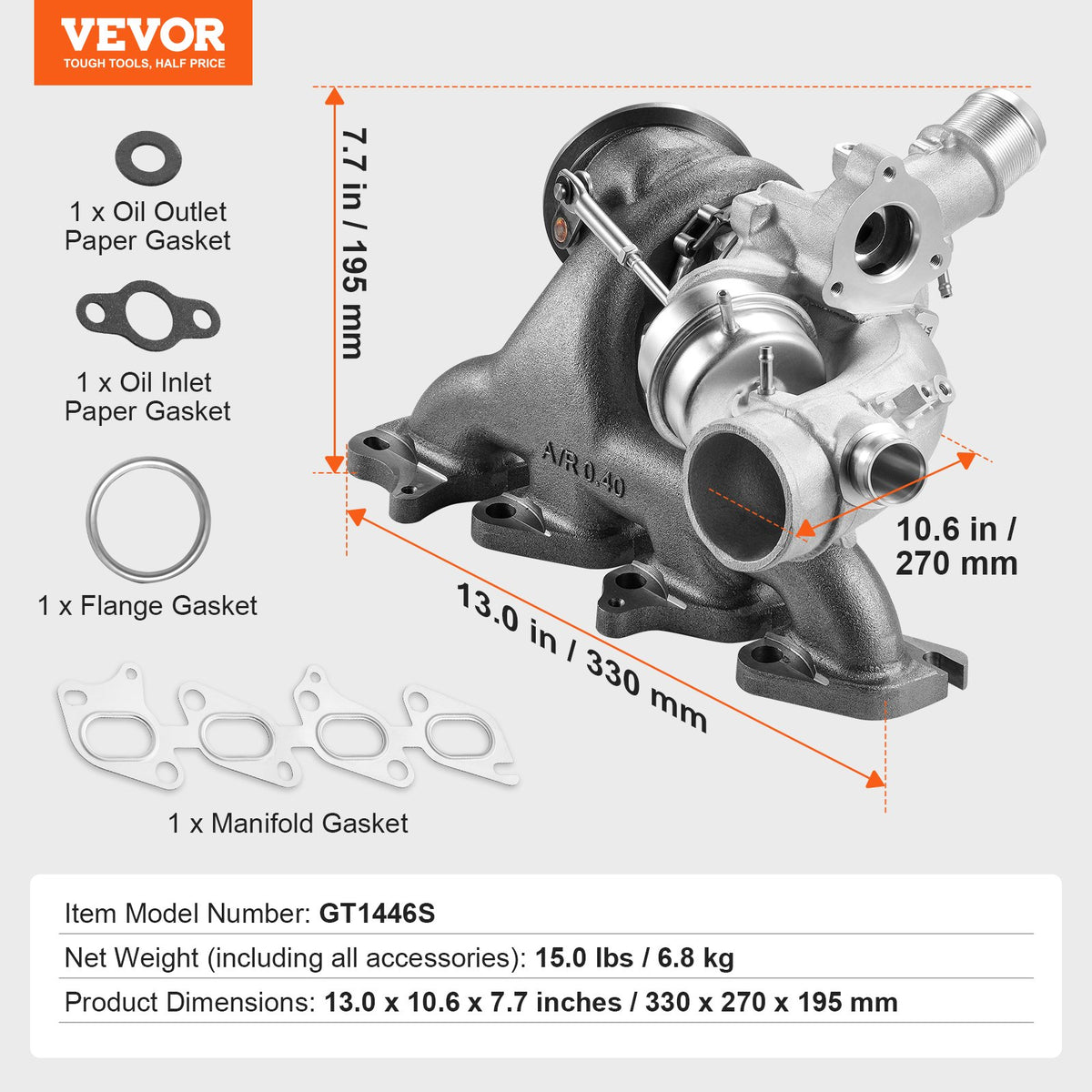 Komplett turboaggregat Chevy Chevrolet Cruze 2011-2015 med packningssats, Sonic 2012-2020 & Trax 2013-2021 & Buick Encore 2013-2021 Turboaggregat kompatibel 1.4L Ersättningsnummer 55565353