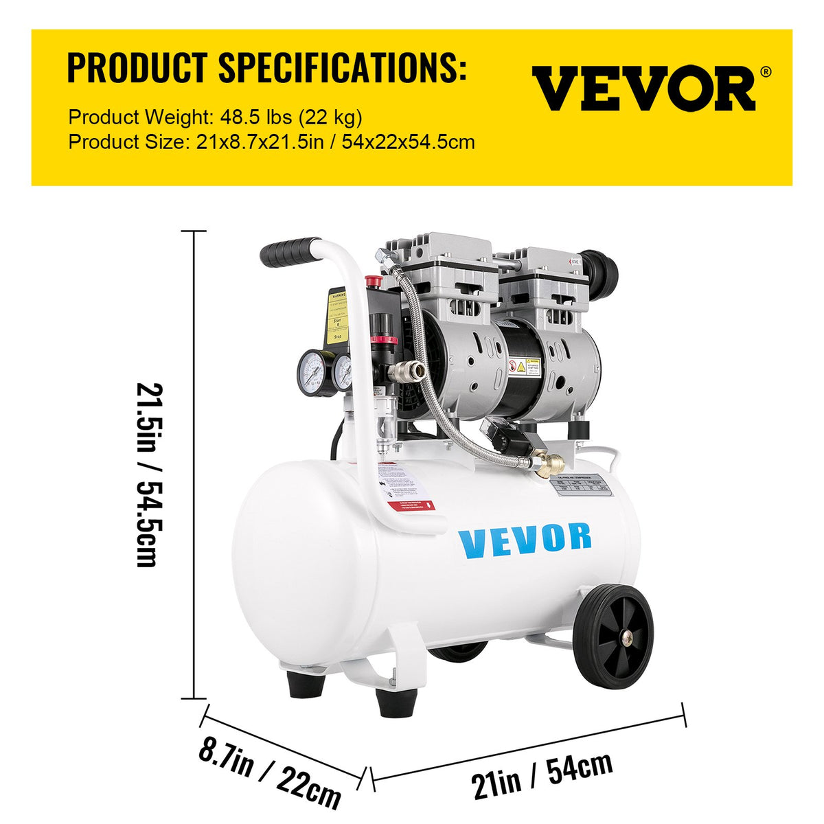Air Compressor 20.8 L, Portable Air Compressor 1 HP, Oil-Free Air Compressor Steel Tank 750W, Pancake Air Compressor 115 PSI, Ultra Quiet Compressor for Home Repair, Tire Inflation