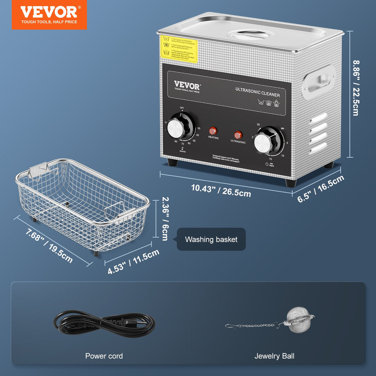 3L ultraljudsrengöring med värmetimer och korg, professionell digital sonisk kavitationsmaskin, 120W rengöringsmaskin för klockinstrument, glasögon, mynt, metalldelar, verktyg