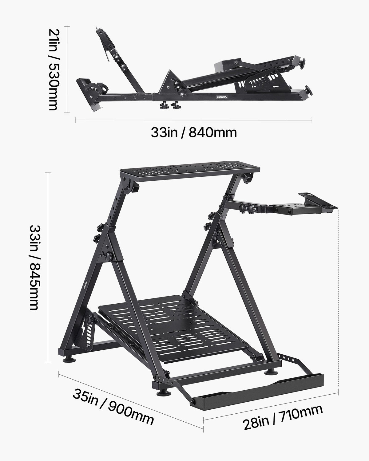 Stativ för racingratt, justerbart och hopfällbart simulatorstativ för Logitech G923 G920 G29 G27, Thrustmaster T300RS TX F458 T500RS T3PA-PRO(F1/GT) Gaming Cockpit, pedalsimulator ingår ej