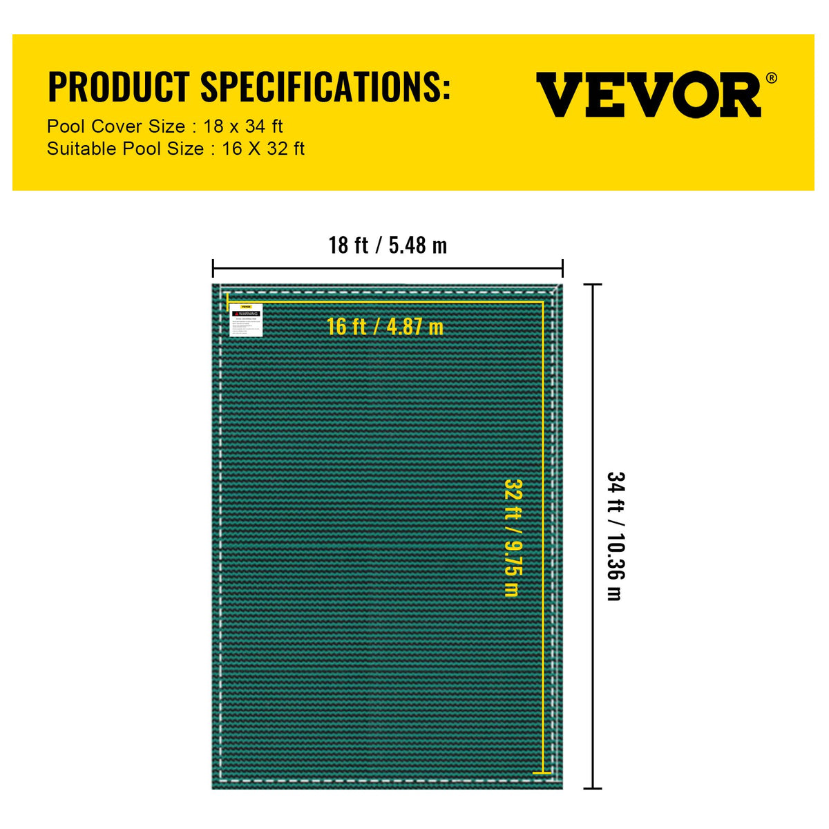 Swimming Pool Cover Pool Safety Cover 16x32FT Rectangle Inground Safety Pool Cover Green Mesh Solid Pool Safety Cover for Swimming Pool Winter Safety Cover