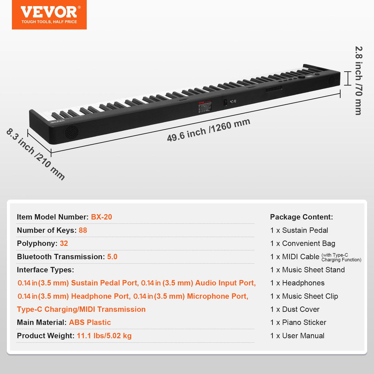 88 Key Folding Keyboard Piano, Bluetooth & MIDI, Portable Electronic Digital Foldable Piano with Sustain Pedal Bag Touch Sensitive Keys Headphones, Rechargeable for Beginners Teens Adults, Black