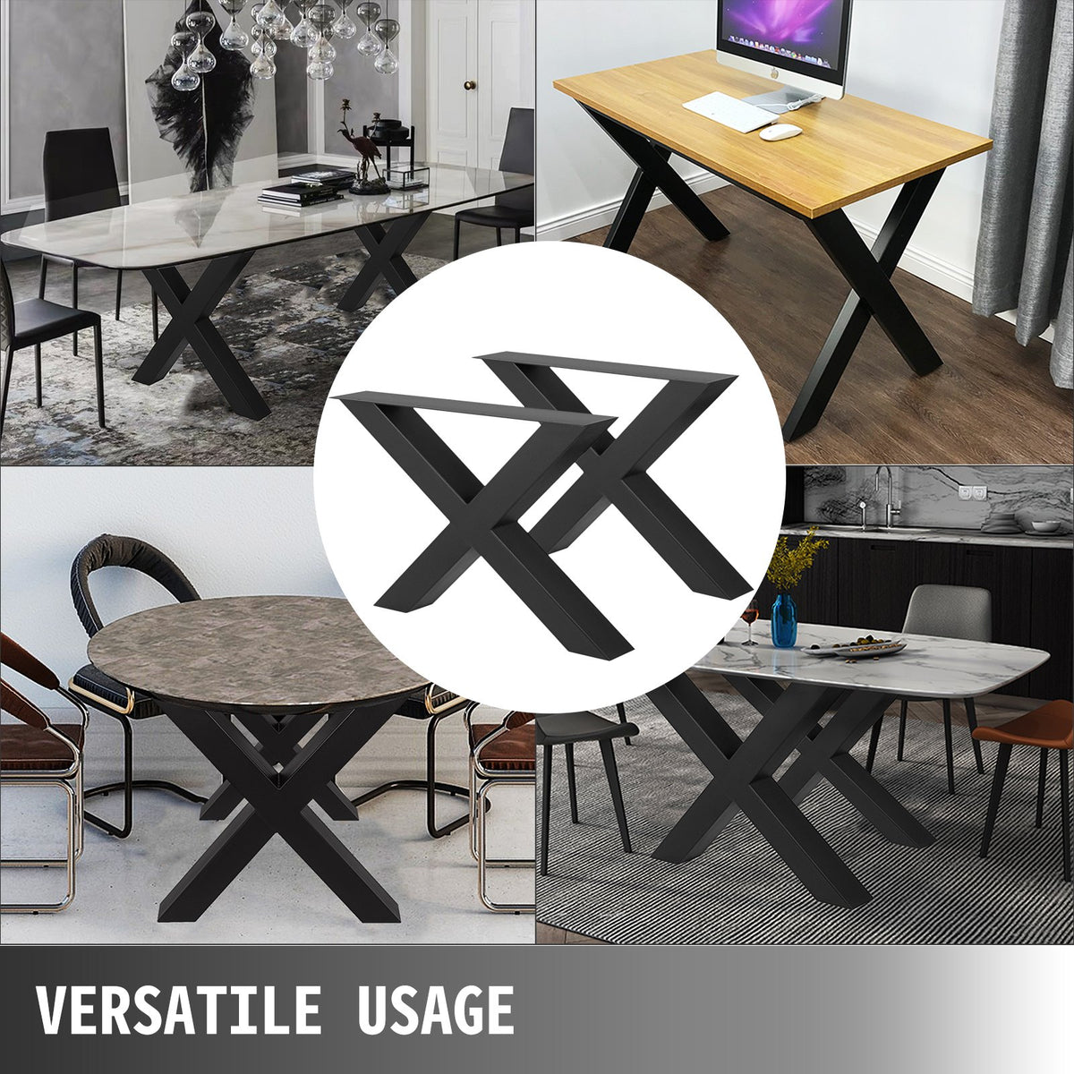 Metal Table Legs 28.4 x 29.9 Inch Black Table Legs Premium steel table legs with X-frame style Steel Bench Legs Country Style Table Legs Furniture Leg Perfect for Coffee Store Home Office Bar