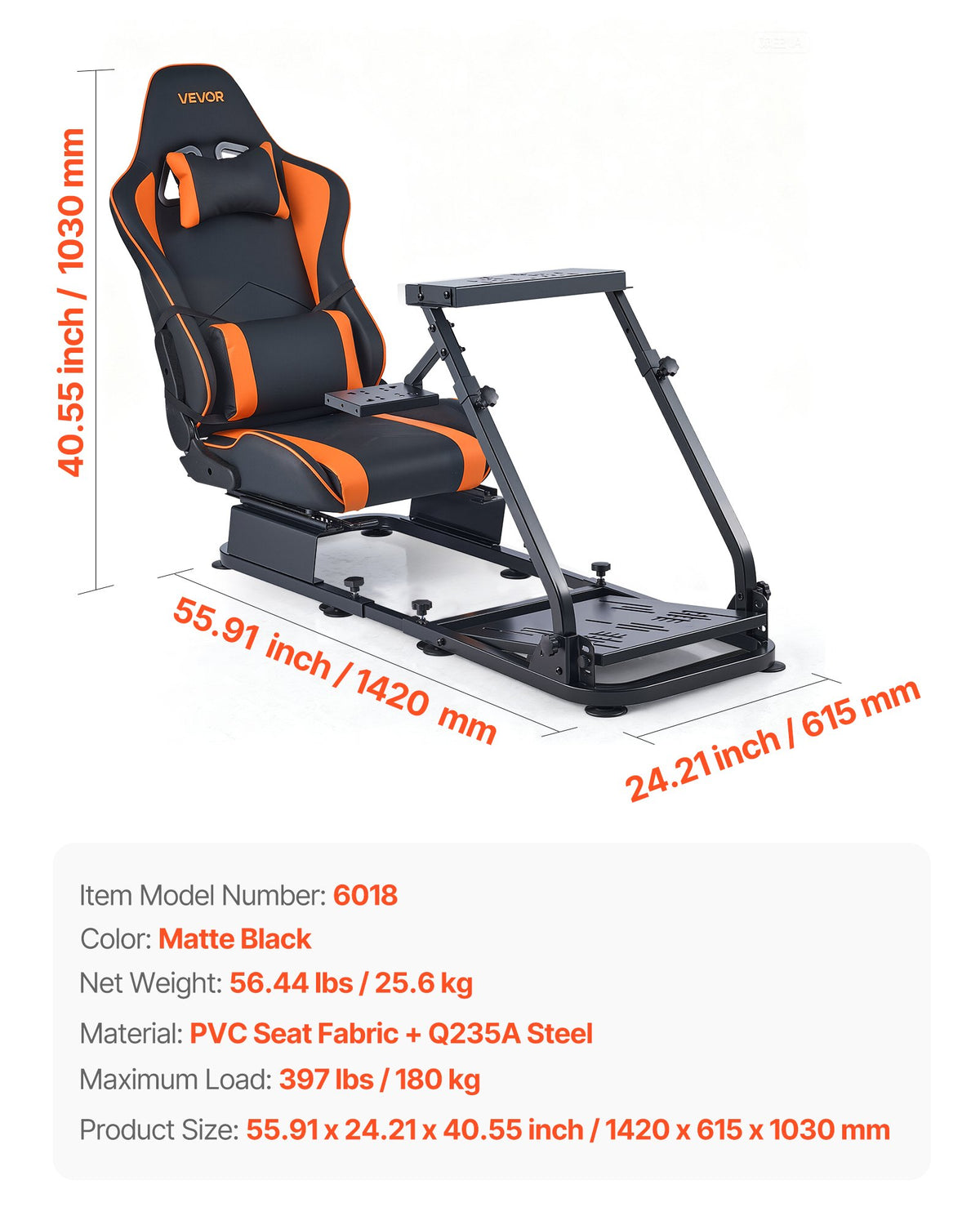 Rattställ, kraftigt rattställ för simulatorcockpit med dubbla skenor och dubbla armar, passar Logitech G25, G27, G29, G920, G923, Thrustmaster T300RS, TX F458, T500RS, T3PA-PRO (F1/GT) och CSR-pedaler