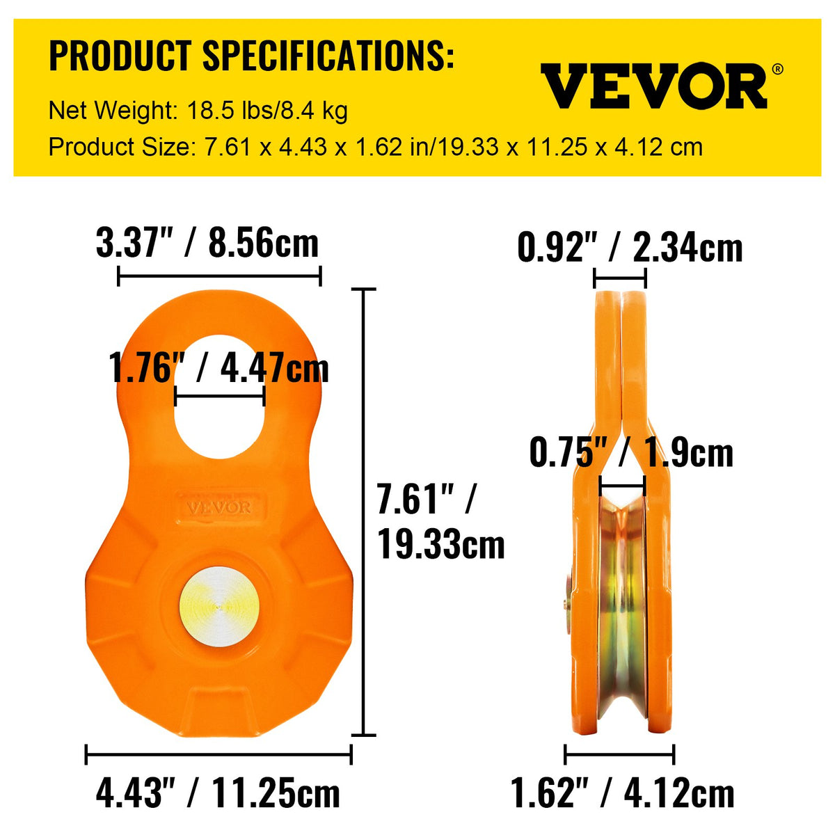 Kastblock, 11T/25 000 LBS arbetsbelastningsgräns, kraftig vinschremskiva för 0,55"/14 mm syntetiskt rep eller mjuka schacklar, terrängbärgningstillbehör för traktor, lastbil, ATV och UTV, 2-pack