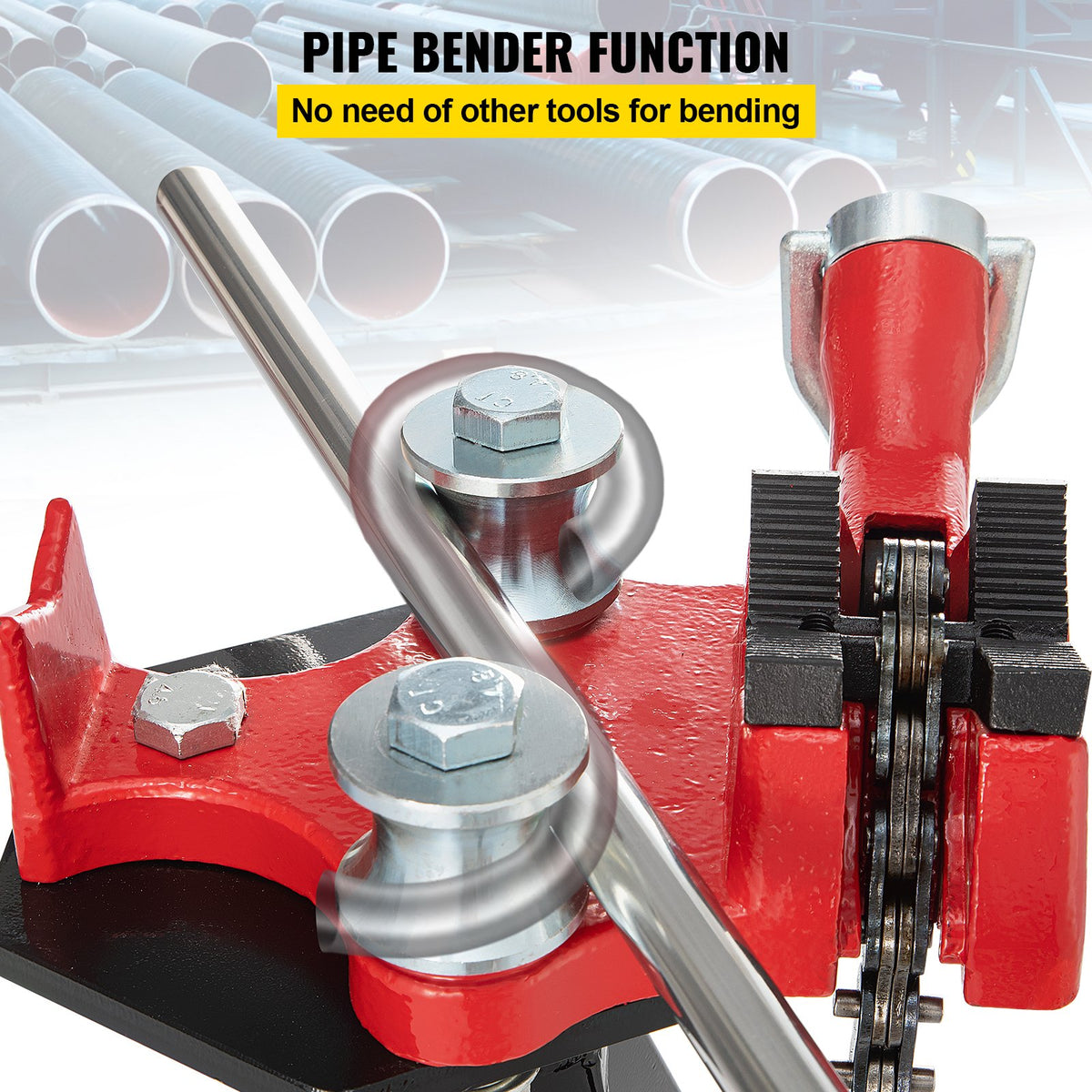 Tripod Pipe Chain Vise | 1/8"-5" Pipe Capacity | 92.5 cm Length | Portable Folding Steel Legs | Grab, Support, and Bend Pipes | Ideal for Factory, Workshop, and Home Use