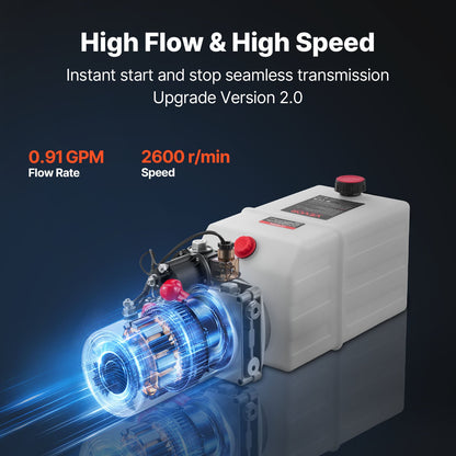 7 L Hydraulic Power Unit, Single Acting Dump Trailer Pump, 22 MPa Max Relief Pressure & 3.4 L/min Flow Rate, DC 12V Hydraulic Pump with Metal Reservoir for Dump Trailer Car Lifting
