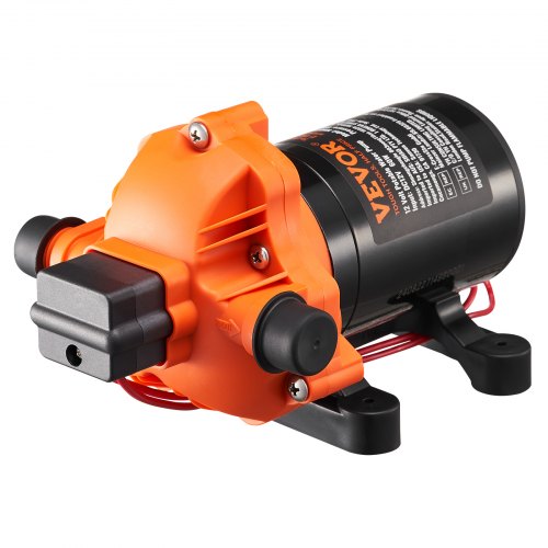 12V membranpump, 1,8 GPM (6,81 L/min), 3-kammars 12-volts DC-vattenpump med automatisk tryckbrytare 2,7–6,9 bar (40–100 PSI) justerbar, 4 bar (60 PSI), 12,7 mm (1/2 tum) MNPT-port, för husbil, yacht, food truck, husbil, marin
