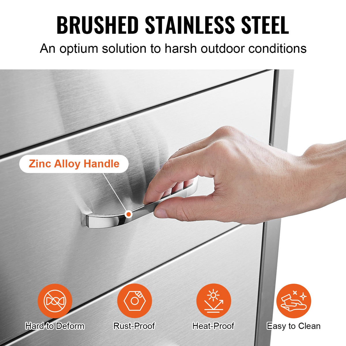 18x23 Inch Outdoor Kitchen Stainless Steel Triple Access BBQ Drawers with Chrome Handle, 18 x23 x 23 Inch