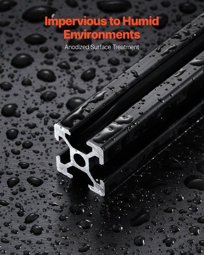 10 st. 39,4 tum (1000 mm) T-spår 2020 aluminiumprofil, anodiserad linjär skena enligt europeisk standard, höghållfast extruderad aluminiumskena för 3D-skrivare, CNC-maskin DIY, lasergravering, svart