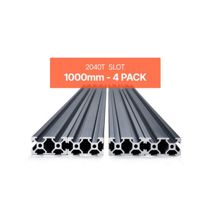 4 st. 39,4 tum (1000 mm) T-spår 2040 aluminiumprofil, anodiserad linjär skena enligt europeisk standard, höghållfast extruderad aluminiumskena för 3D-skrivare, CNC-maskin DIY, lasergravering, svart