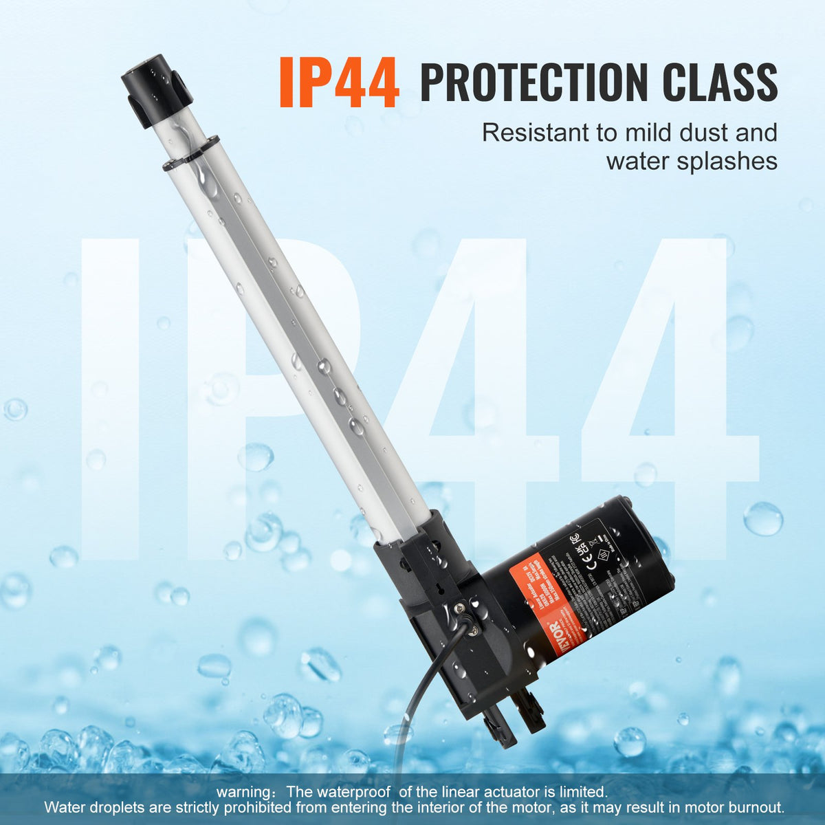 24V linjärt ställdonskit 25,4 cm 2,5 cm/s 99,8 kg/1000N med IP44-skydd