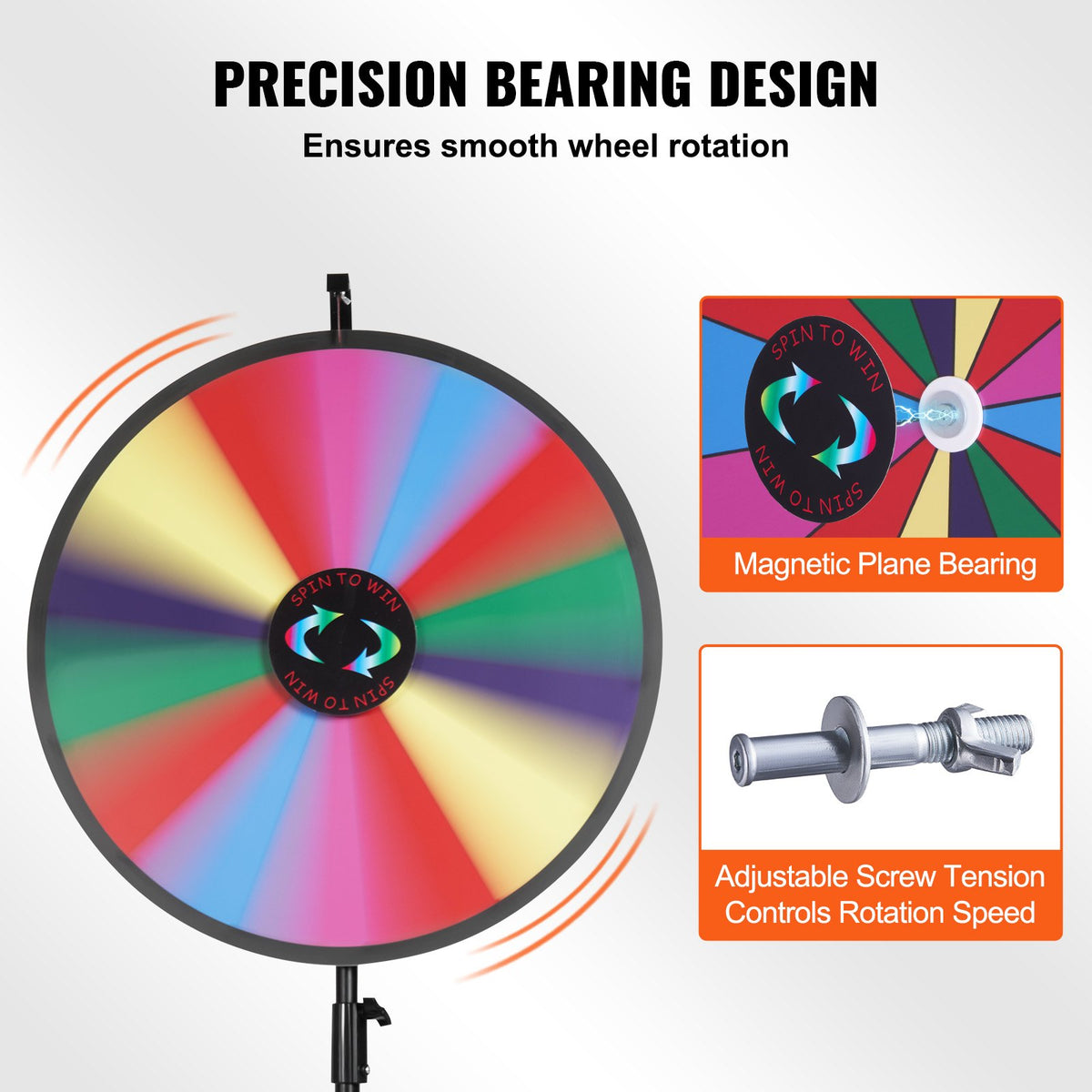 24” Color Prize Wheel Tripod Floor Stand Color Prize Wheel 14 Slots Dry Ease Fortune Spinner Fortune Spinning Game