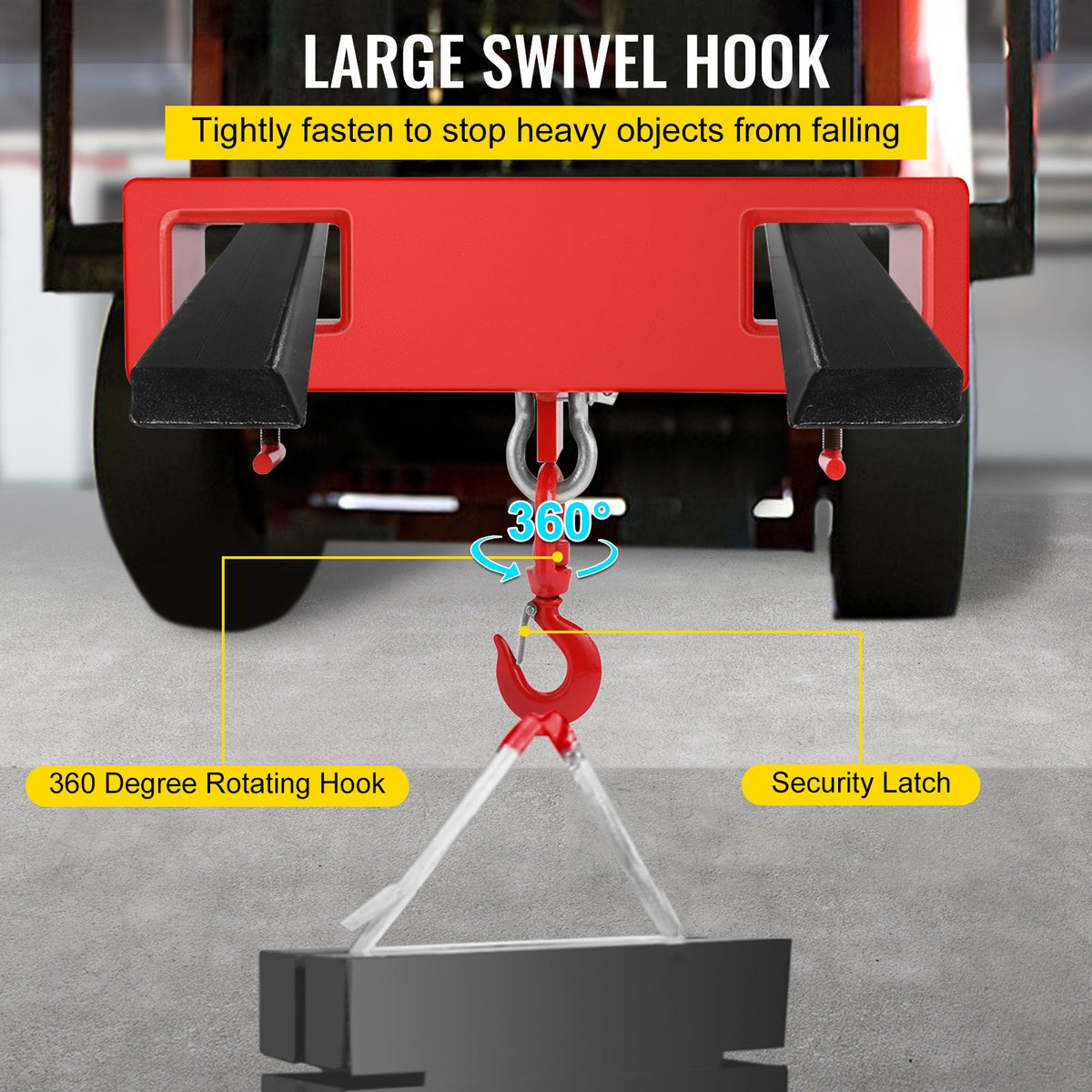 2 ton gaffeltruck lyftkrok 4000 LBS/2000 KG kapacitet lyfttruck gaffellyft svängbar krok mobilkran gaffeltrucktillbehör