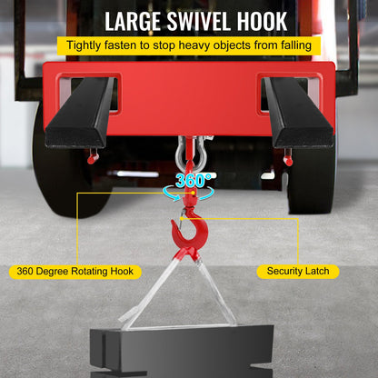 2 ton gaffeltruck lyftkrok 4000 LBS/2000 KG kapacitet lyfttruck gaffellyft svängbar krok mobilkran gaffeltrucktillbehör