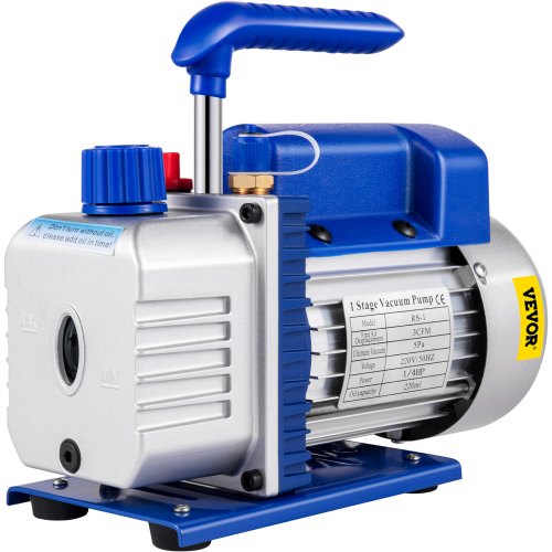 183 L/min (3 CFM) 246 W (1/3 hk) vakuumpump Vakuumpump 117 L/min (1,8 CFM) 1-stegs kylvakuumpump Vakuumkammare 1440 varv/min för vakuumpumpning med R12, R22 eller R134a som kylmedium