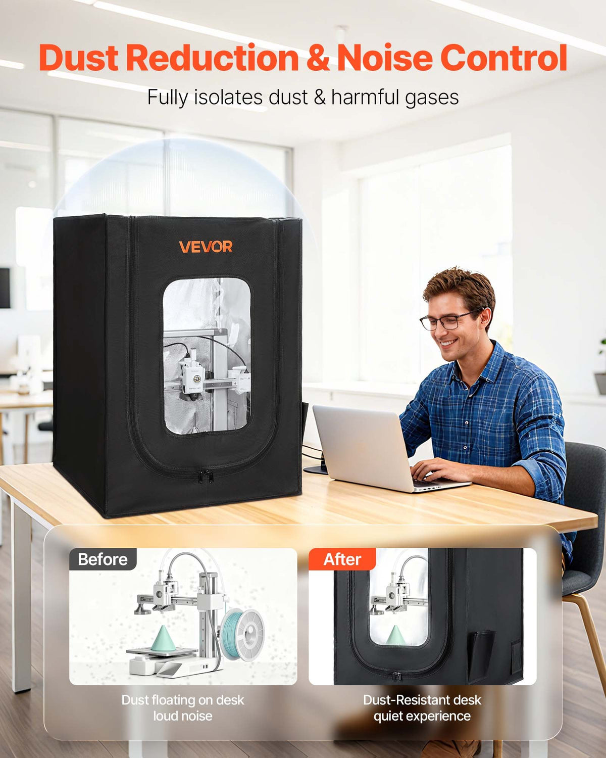 3D Printer Enclosure, Dustproof Waterproof Oxford Cloth 3D Printer Tent, Constant Temperature Protective Case with LED Lighting, Compatible with Creality/ELEGOO/Anycubic Multiple Popular Models