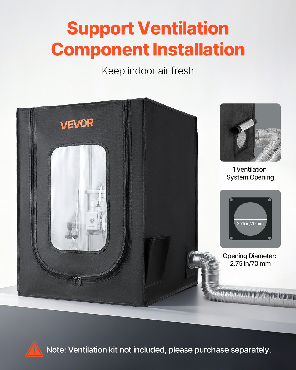 3D Printer Enclosure, Dustproof Waterproof Oxford Cloth 3D Printer Tent, Constant Temperature Protective Case with LED Lighting, Compatible with Creality/ELEGOO/Anycubic Multiple Popular Models