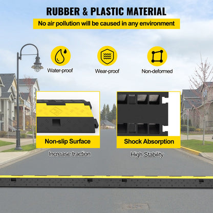 Cable Protector 101x24.5x5cm 3 Pack of 2 4989.5 kg per Axle Capacity Protective Wire Cord Ramp Driveway Rubber Traffic Speed Bumps