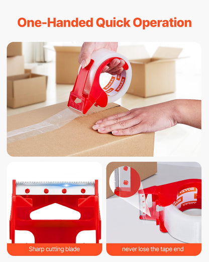 Clear Packing Tape, 3 inches Core, 12 Rolls 1.88 Inches x 65 Yards Packing Tape with Dispenser, 2.7 Mil Heavy Duty Packaging Tape Designed for Moving, Storage and Packing, Shipping and Mailing