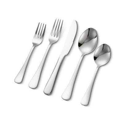 30-delars bestickset, livsmedelsklassade bestick i rostfritt stål, spegelblank bestickset, diskmaskinssäkert porslin för kök och hem, plats för 6 personer, inklusive kniv, gaffel och sked