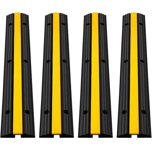 4 Pack of 1-Channel Rubber Cable Protector Ramps 102x15.5x3 cm Heavy Duty 8164.7 kg Load Capacity Cable Wire Cord Cover Ramp Speed Bump Driveway Hose Cable Ramp Protective Cover
