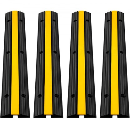4 Pack of 1-Channel Rubber Cable Protector Ramps 102x15.5x3 cm Heavy Duty 8164.7 kg Load Capacity Cable Wire Cord Cover Ramp Speed Bump Driveway Hose Cable Ramp Protective Cover